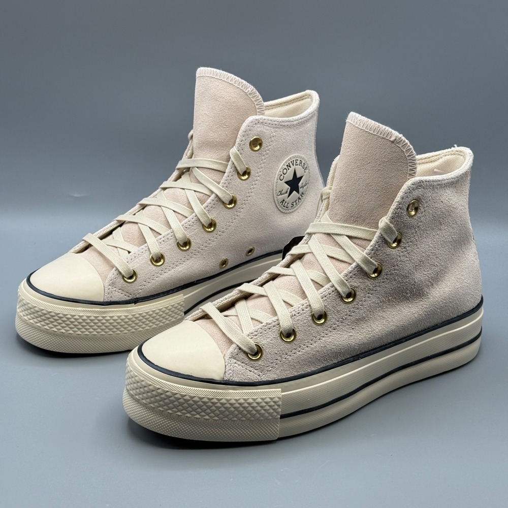 Converse Women's 8 Sneakers Platform Pink Leather Suede Hi Top CTAS Lift A13823C